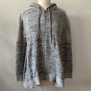 Free People Hoodie Sweater Zip Front Raw Seams Oversized Pleats Hood